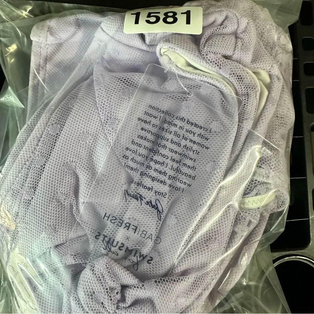 GabiFresh X Swimsuits for All Strapless Lavender Bikini Top Sz 12 D/DD Bottom 14